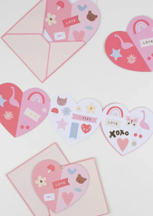 Meri Meri Heart Concertina Valentine Cards with Stickers