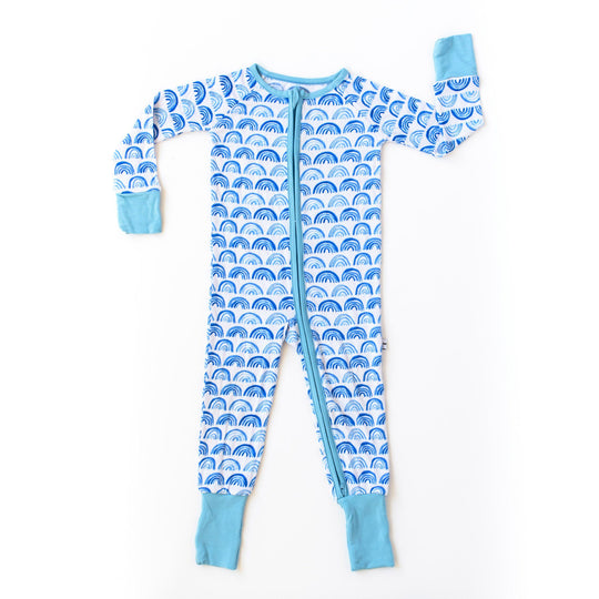 Little Sleepies | Grow With Me Bamboo Zip Romper Gift Set | Blue