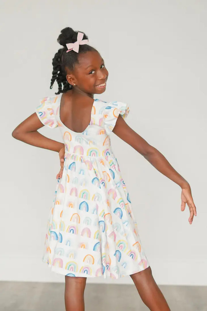 Ollie Jay Olivia Dress Watercolor Rainbow